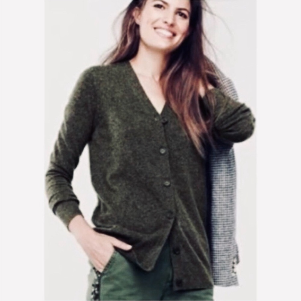 J. Crew Wool And Cashmere Cardigan V-Neck Sweater Size Small Gray